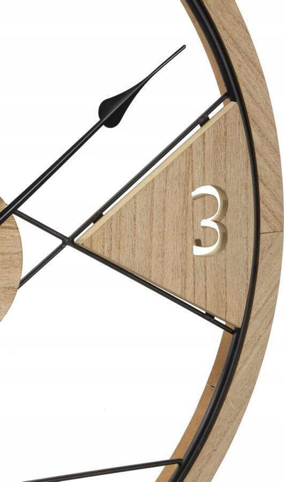 Orë muri Mauro Ferretti Geometric, 60 cm, hekur edhe MDF, e zezë me kafe