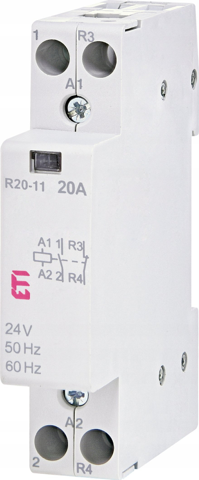 Kontaktori modular ETI R 20-11, 20A, 24V AC, i bardhë
