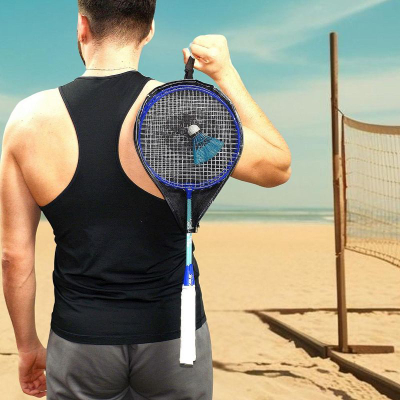 Set badminton Enero 105, 2 raketa metalike, me toptha dhe çantë, blu
