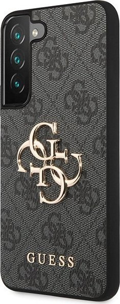 Kllëf telefoni Guess 4G Big Metal Logo për Samsung Galaxy S23, poliuretani, lëkurë eko, gri