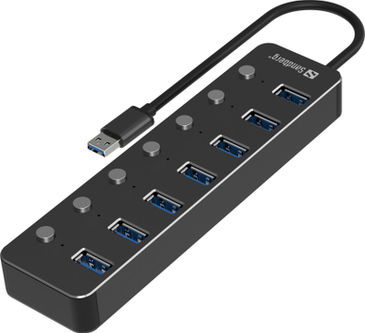 Hub USB Sandberg 3.0, 7 porta, SuperSpeed, i zi