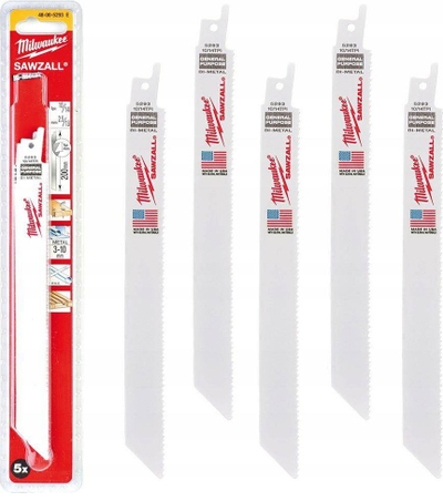Set tehe sharrë reciproke Milwaukee Sawzall 5293, 200mm, bi-metal, 5 copë, të bardha