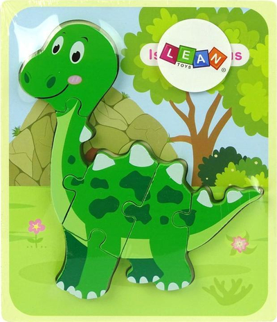 Puzzle druri LeanToys Dinosaur Isanosaurus, lodër edukative, jeshile
