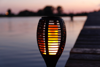 Fener solar dekorativ Large Torch, 77cm, set me 6 copë, i zi
