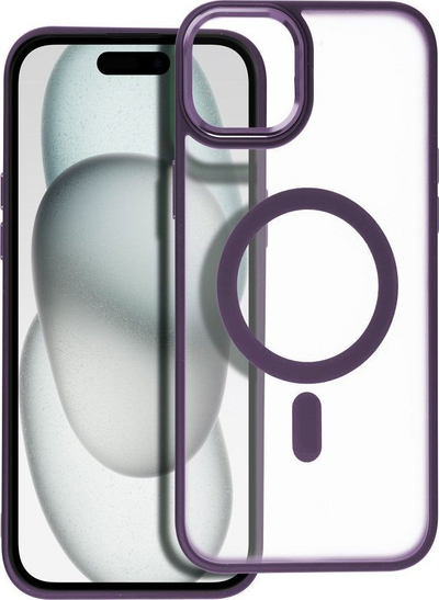 Futrollë Matte Mag Cover për iPhone 15 Plus, MagSafe, transparente mat, lejla