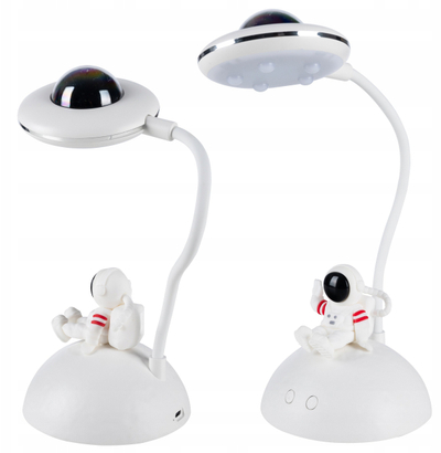 Lampë tavoline UFO me projektor galaktike, dimmable, bateri 1200mAh, shumëngjyrëshe