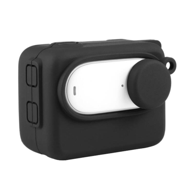 Kuti mbrojtëse silikoni Puluz Insta360 GO 3, me kapak lente, e zezë