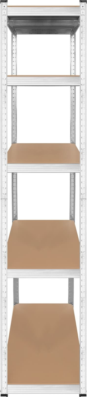 Raft metalik Metal Warehouse Garage Shelf, 5 rafte, 205 x 120 x 45 cm, argjendtë