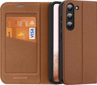 Mbulesë telefon Dux Ducis Skin X2 për Samsung Galaxy S23 Plus, flip wallet, me qëndrim, kafe