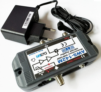 Përforcues antene AMS AWS-142M, 1 me 2 dalje, 12V, pa ndërhyrje LTE