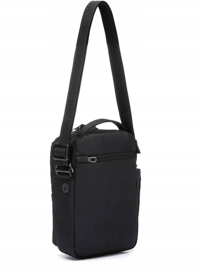 Çantë krahu Pacsafe V Tour Crossbody, për tablet 11", që s’e merr uji, e zezë