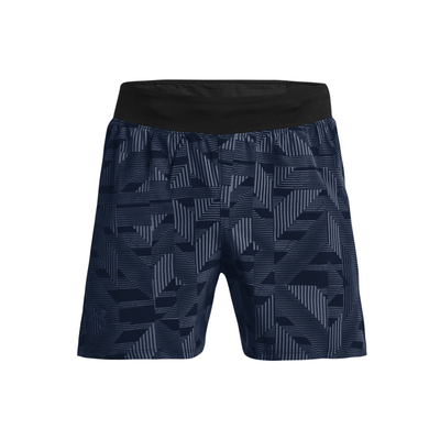 Кратки спортски панталони Under Armour Launch Elite, за мажи, со геометриски принт, црни