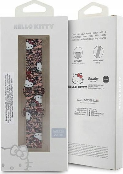 Rrip universal për smartwatch Hello Kitty HKUWMSDGPTP, silikon, 20mm, rozë