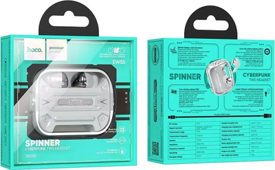 Kufje TWS Hoco EW55 Spinner, Bluetooth 5.3, me kuti karikimi, ngjyrë argjendtë