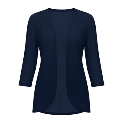 Kardigan veror për gra, mëngë 3/4, i hollë, ngjyrë blu navy, përmasa S