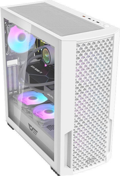 Kuti kompi Darkflash DF2100, mid tower, me 4 veta ARGB, e bardhë