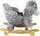 Kalë lëkundës Leantoys Rocking Horse Ride-on 2in1 Dots, me muzikë, gri me pika të bardha