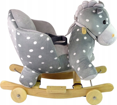 Kalë lëkundës Leantoys Rocking Horse Ride-on 2in1 Dots, me muzikë, gri me pika të bardha