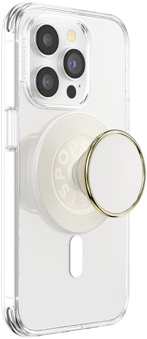 Аксесоар за телефон PopSockets Enamel Coconut Cream MagSafe PopGrip, магнетен, бел