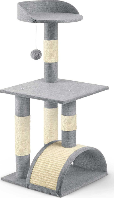 Post gërryes për mace Pethaus PH-003, 79 cm, me tunel, gri