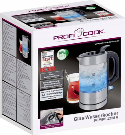 Ibrik elektrik Clatronic PC-WKS 1228 G, 0.5L, xham inox, i zi