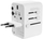Përshtatës udhëtimi FIXED për EU, UK dhe USA/AUS, 3xUSB-C, 2xUSB-A, GaN, PD 65W, i bardhë