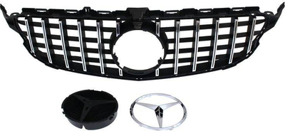 Grill para Mercedes Benz W205 C63 GT Look, për 2019 e lart, krom e zezë