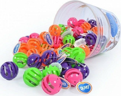 Lodër për mace Duvo+ Cat Balls With Bell, toptha pelushi me zile, shumëngjyrëshe