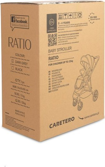 Karrocë për fëmijë Caretero Ratio, e hirtë