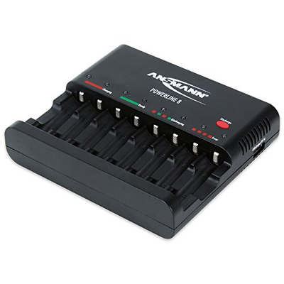 Karikues baterish Ansmann Powerline 8, për AA dhe AAA, 8 vende, ngjyrë e zezë