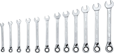 Set çelsa unazorë me ratçet Brilliant Tools BT013212, 12 copa, 8-19 mm, ngjyrë argjendtë