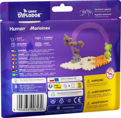 Set ndërtimi Marioinex Mini Waffle Diplodocus Dragon And Desert, 25 copë, për fëmijë 3+