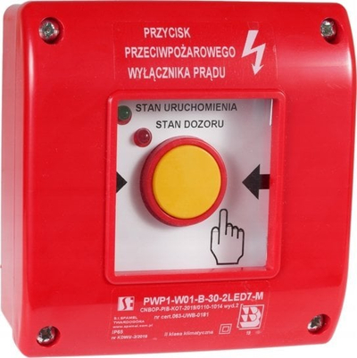 Buton emergjent zjarri Spamel PWP1, 1NO 1NC, 24V DC, i kuq