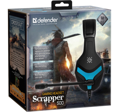 Kufje DEFENDER SCRAPPER 500, 40mm, 2m, të zeza/të kaltra