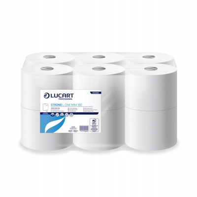Letër higjienike jumbo Lucart Strong L-One Mini 180, 2 shtresa, set 12 rula, e bardhë