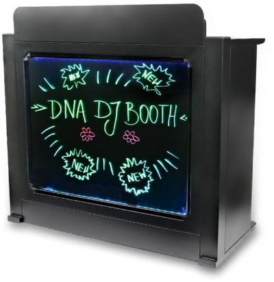 Stacion DJ DNA DJ Booth BK, strukturë çeliku e palosshme, plexiglass RGB, i zi