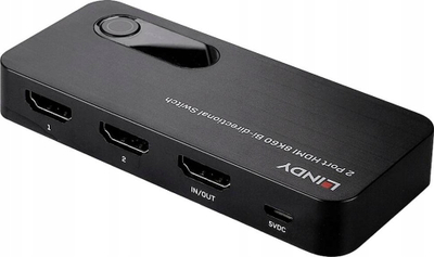 Përshtatës HDMI Lindy 2 porta, 8K 60Hz, bidirectional, i zi