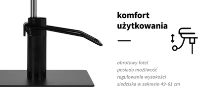 Karrige parukerie Activeshop Gabbiano Porto, hidraulike, me mbështetëse këmbësh, e zezë