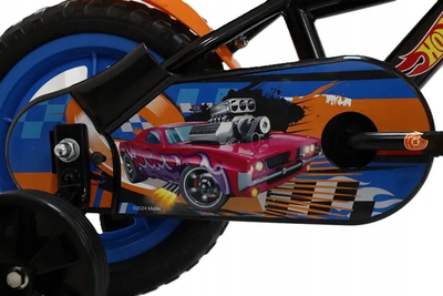 Bicikletë fëmijësh Hot Wheels Race Team, 12", me rrota ndihmëse, e zezë
