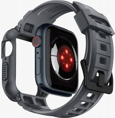 Kornizë me rrip Spigen Rugged Armor Pro për Apple Watch 44mm 45mm, seri 4 gjer në 9, gri e errët
