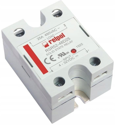 Relè solid state RELPOL RSR52-48D25, 4–32VDC kontroll, 25A 48–530VAC