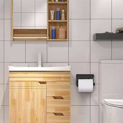 Mbajtës letre higjienike AG887A, me raft, çelik inox, ngjyrë e zezë me ari