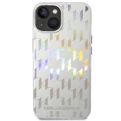 Futrollë telefoni Karl Lagerfeld për iPhone 14 6.1", me logo, ngjyrë argjendtë