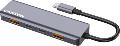 Hub USB C Canyon DS 18 5in1, USB 3.2 10Gbps, Power Delivery 100W, gri