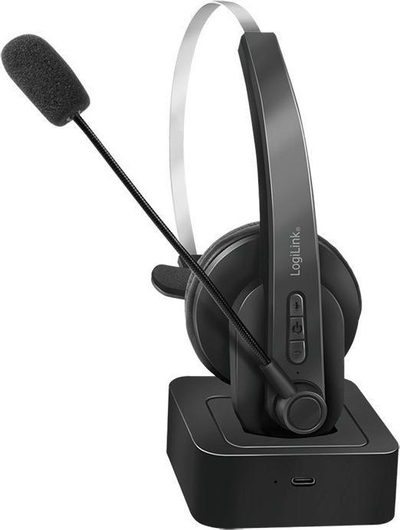 Kufje Bluetooth LogiLink, mono me mikrofon, me stacion karikimi, të zeza