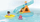Lodër me uj Playmobil Junior Aqua Bathing Island 71687, me rrëshqitëse, për kalamaj 1+