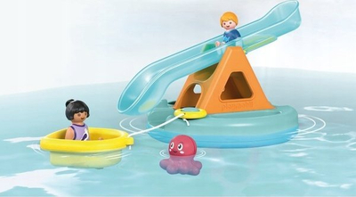 Lodër me uj Playmobil Junior Aqua Bathing Island 71687, me rrëshqitëse, për kalamaj 1+