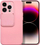 Mbulesë silikoni për iPhone 13 Pro, me kapak kamere rrëshqitës, material TPU, rozë e çelët