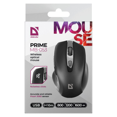Безжичен глушец Defender Prime MB-053, оптички, 2.4 GHz, црн