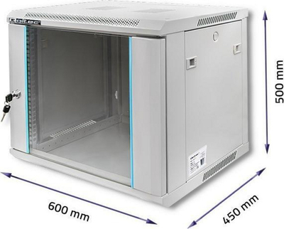 Кабинет мрежен Qoltec RACK 19", 600 x 450 x 500 mm, сив